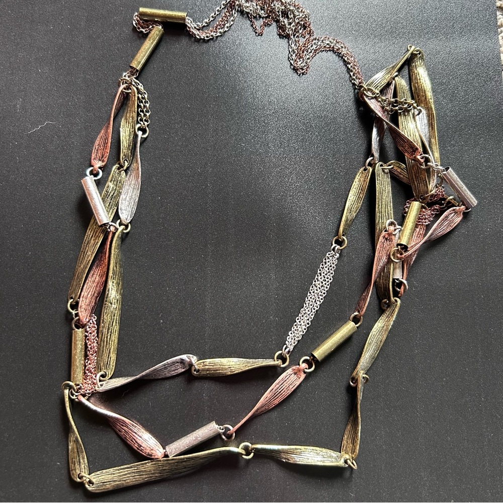 Tri-color long necklace